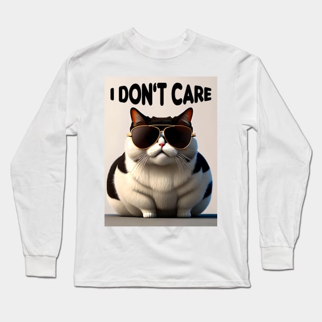 fat cat with glasses Long Sleeve T-Shirt by Mulyadi Walet